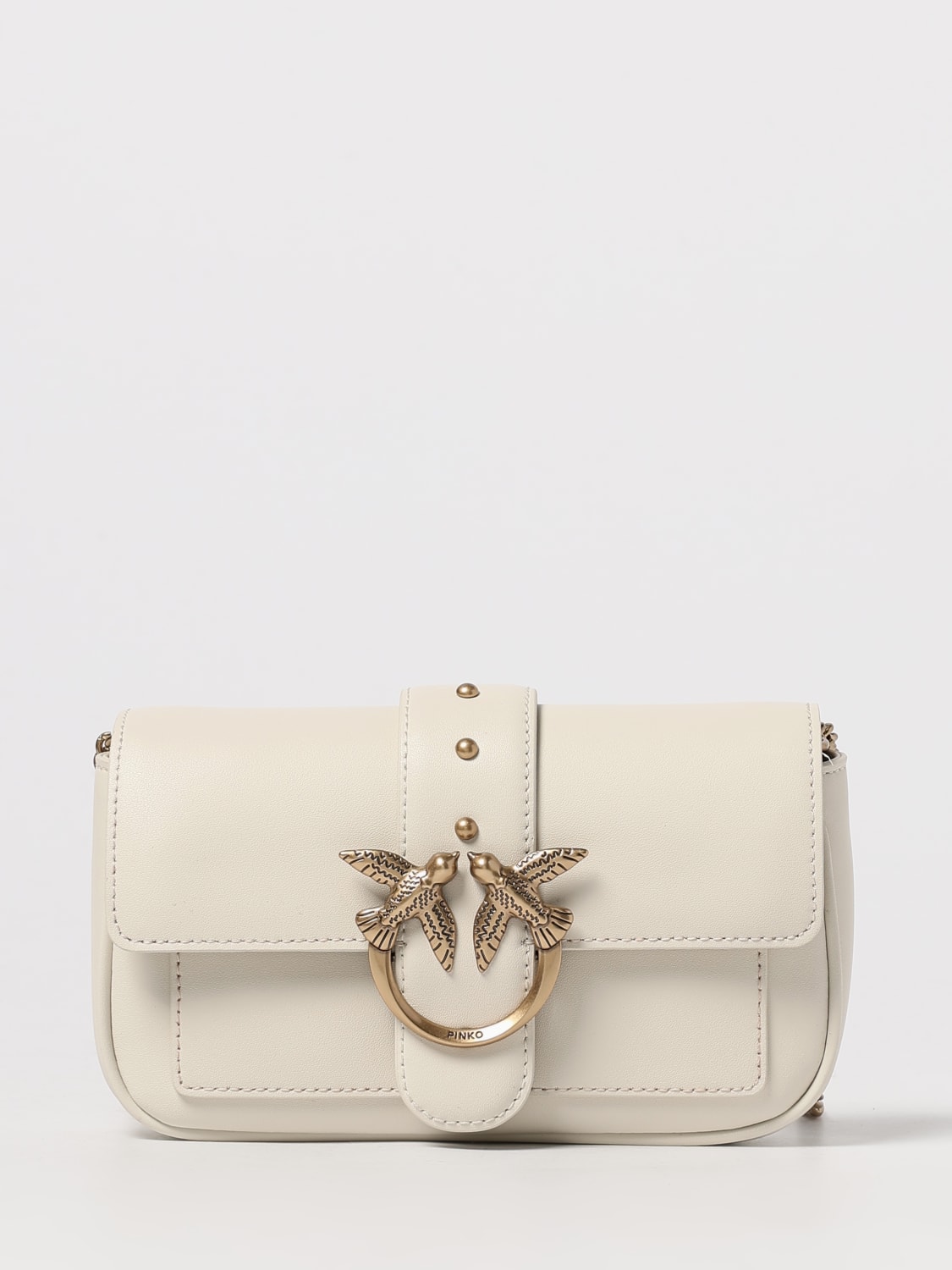 PINKO BORSA MINI: Borsa Love One Mini Pinko in pelle , Bianco - Img 1