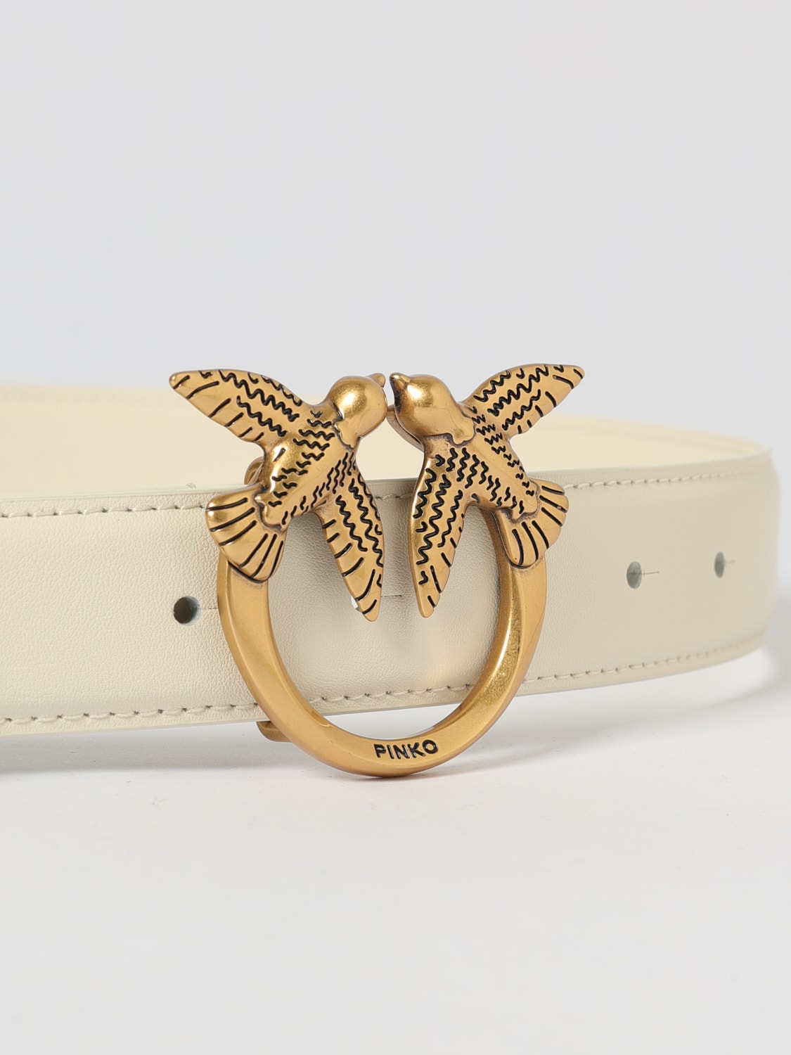 PINKO CINTURA: Cintura Love Berry Pinko in pelle , Bianco - Img 2