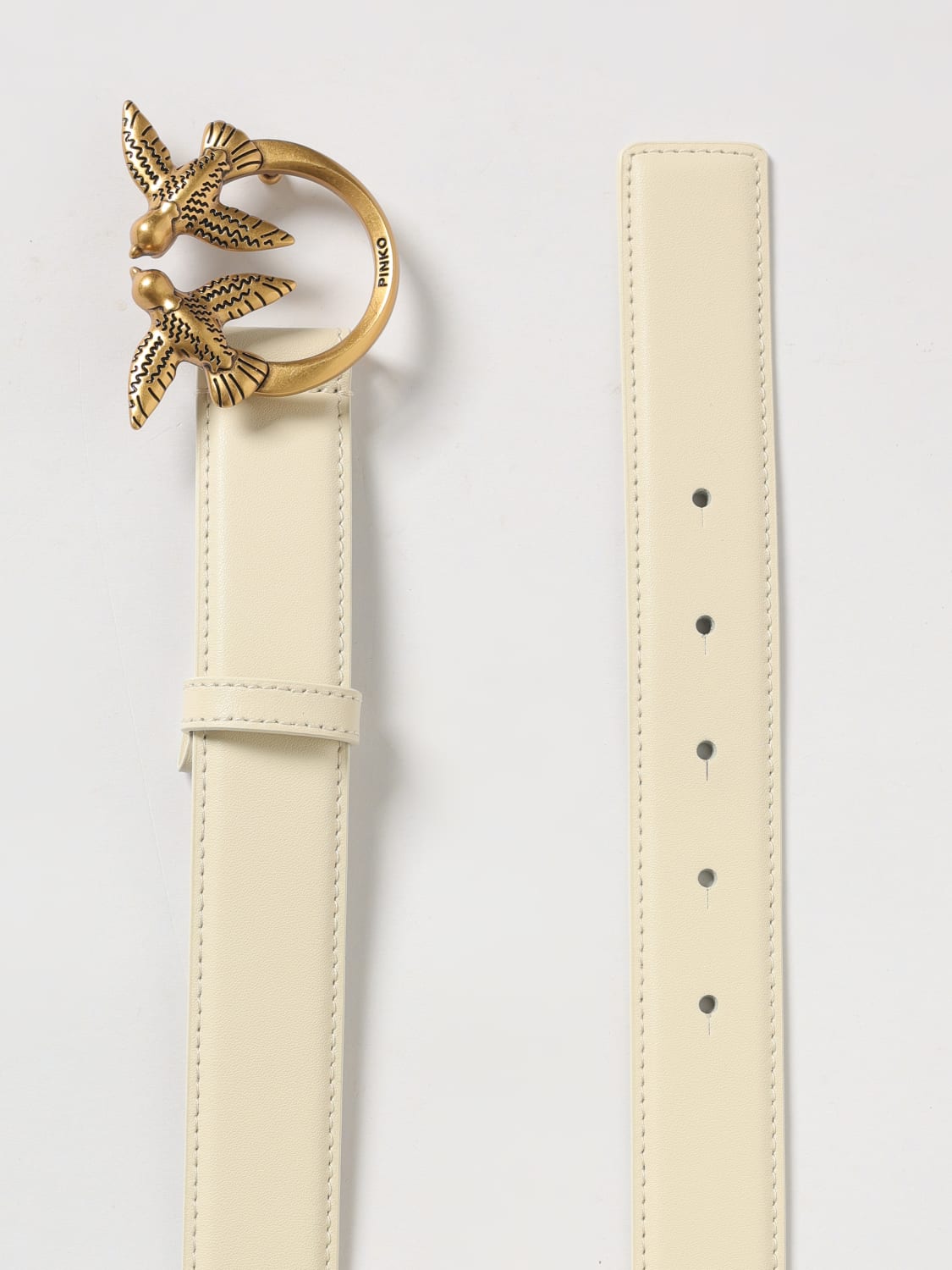 PINKO CINTURA: Cintura Love Berry Pinko in pelle , Bianco - Img 3