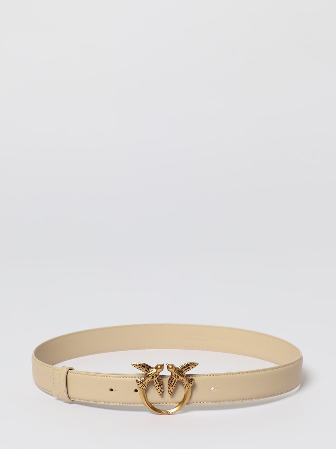 PINKO CINTURA: Cintura Love Berry Pinko in pelle , Beige - Img 1