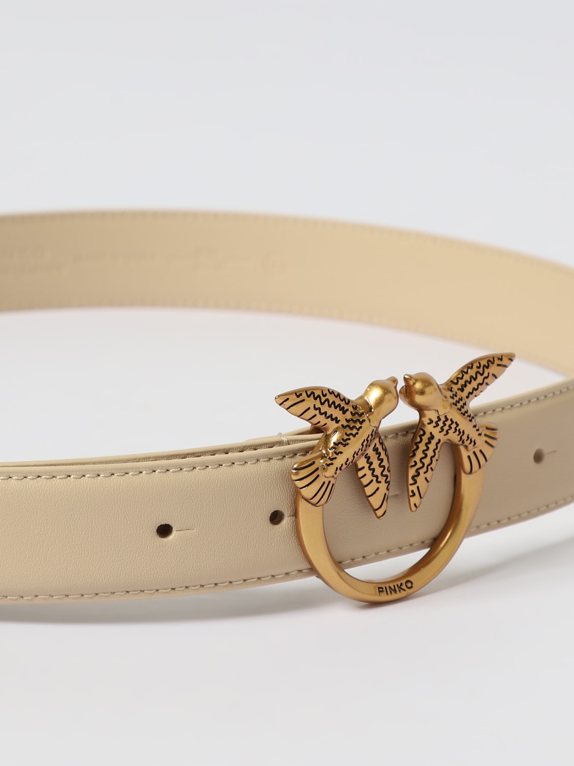 PINKO CINTURA: Cintura Love Berry Pinko in pelle , Beige - Img 2