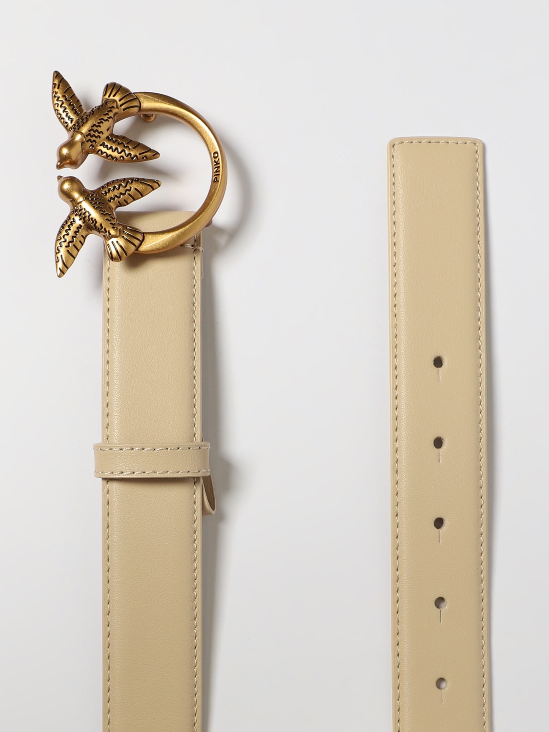 PINKO CINTURA: Cintura Love Berry Pinko in pelle , Beige - Img 3