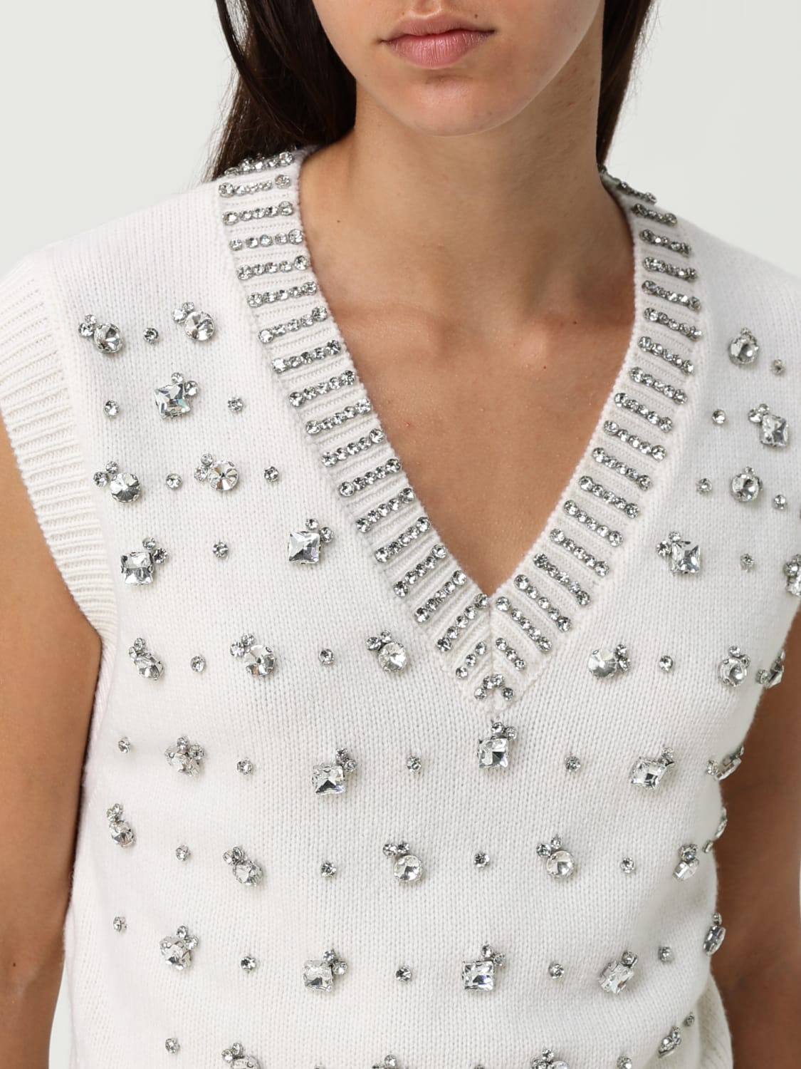 PINKO CHALECO: Jersey mujer Pinko, Blanco - Img 3