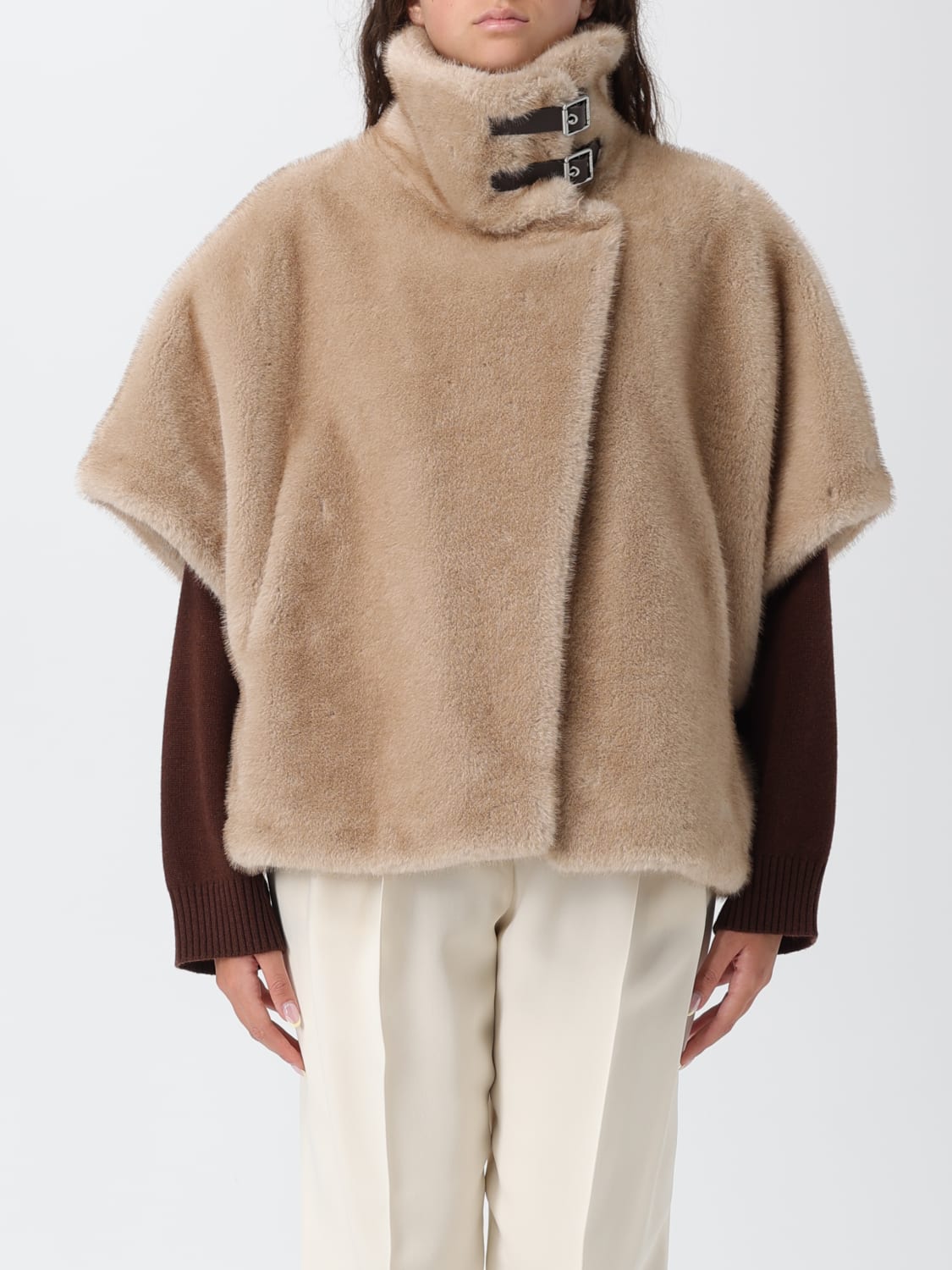 PINKO FUR COAT: Coat woman Pinko, Beige - Img 1