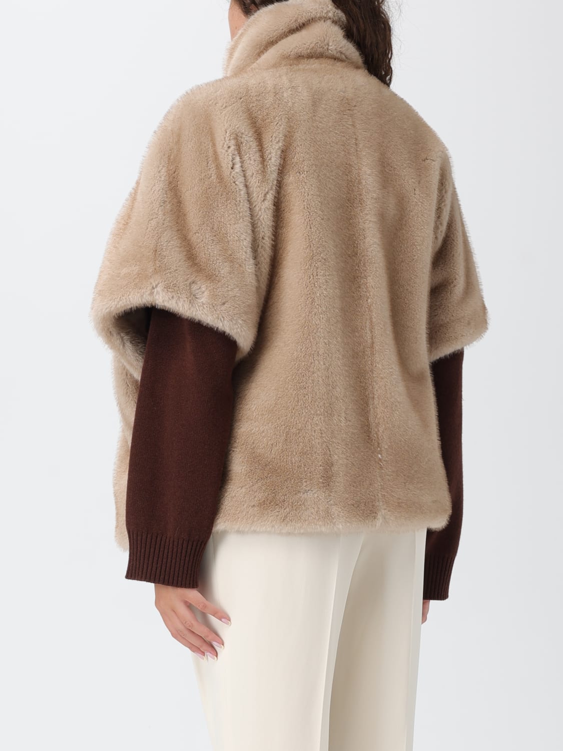 PINKO FUR COAT: Coat woman Pinko, Beige - Img 2