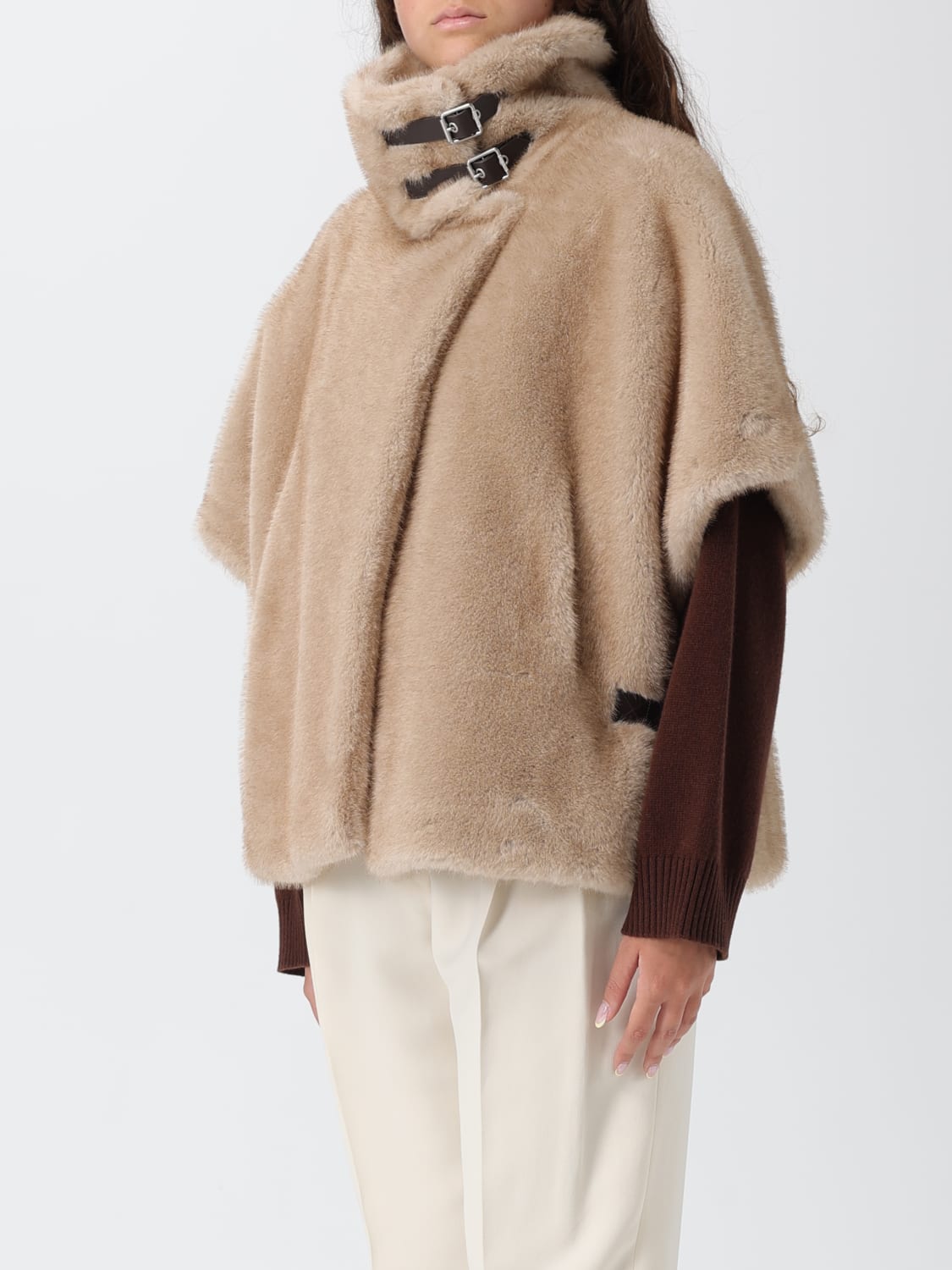 PINKO FUR COAT: Coat woman Pinko, Beige - Img 3