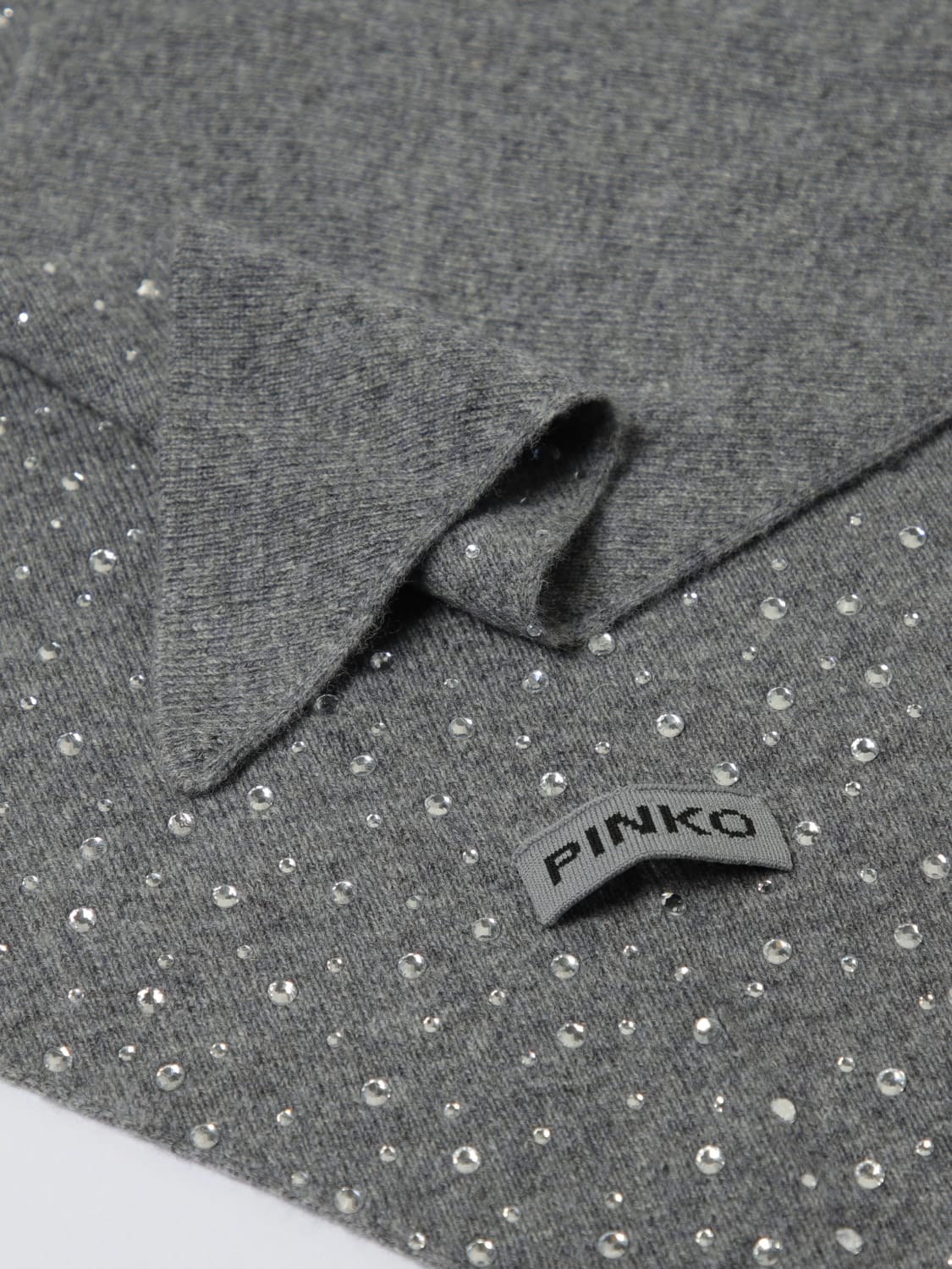 PINKO SCIARPA: Sciarpa Svizzera Pinko in lana vergine rasata con strass , Perla - Img 3