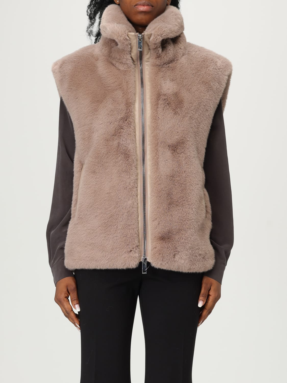 PINKO PELLICCIA: Gilet Pinko in pelliccia sintetica, Beige - Img 1