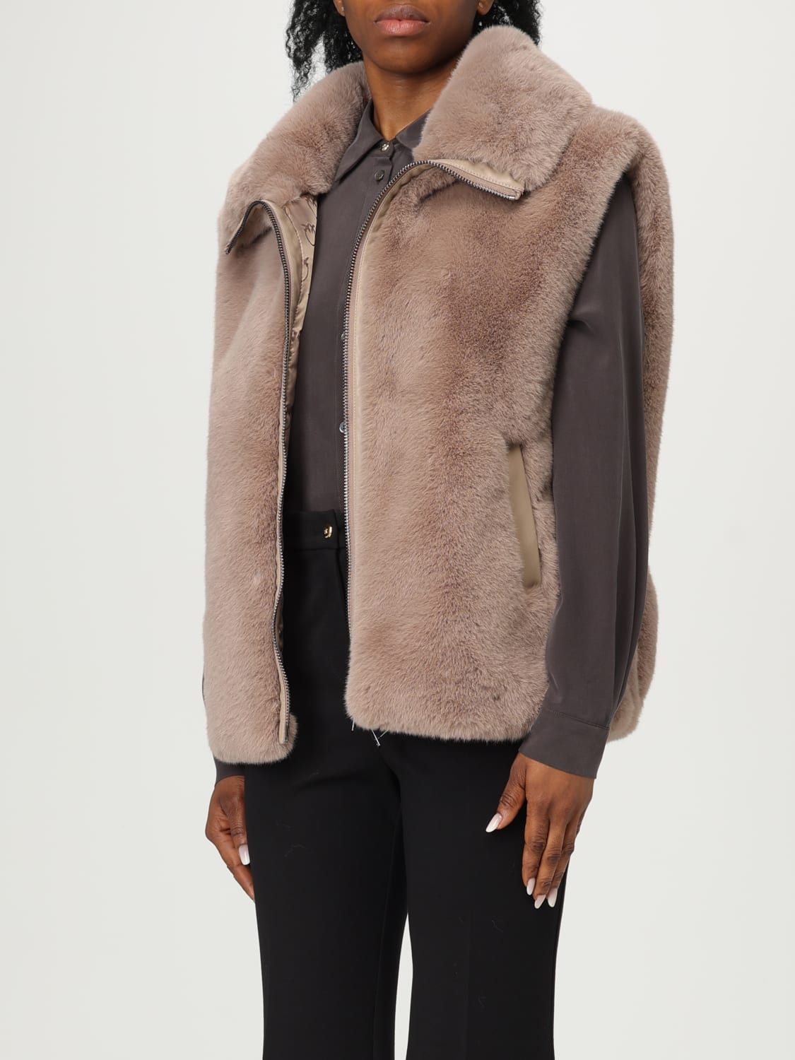 PINKO PELLICCIA: Gilet Pinko in pelliccia sintetica, Beige - Img 4