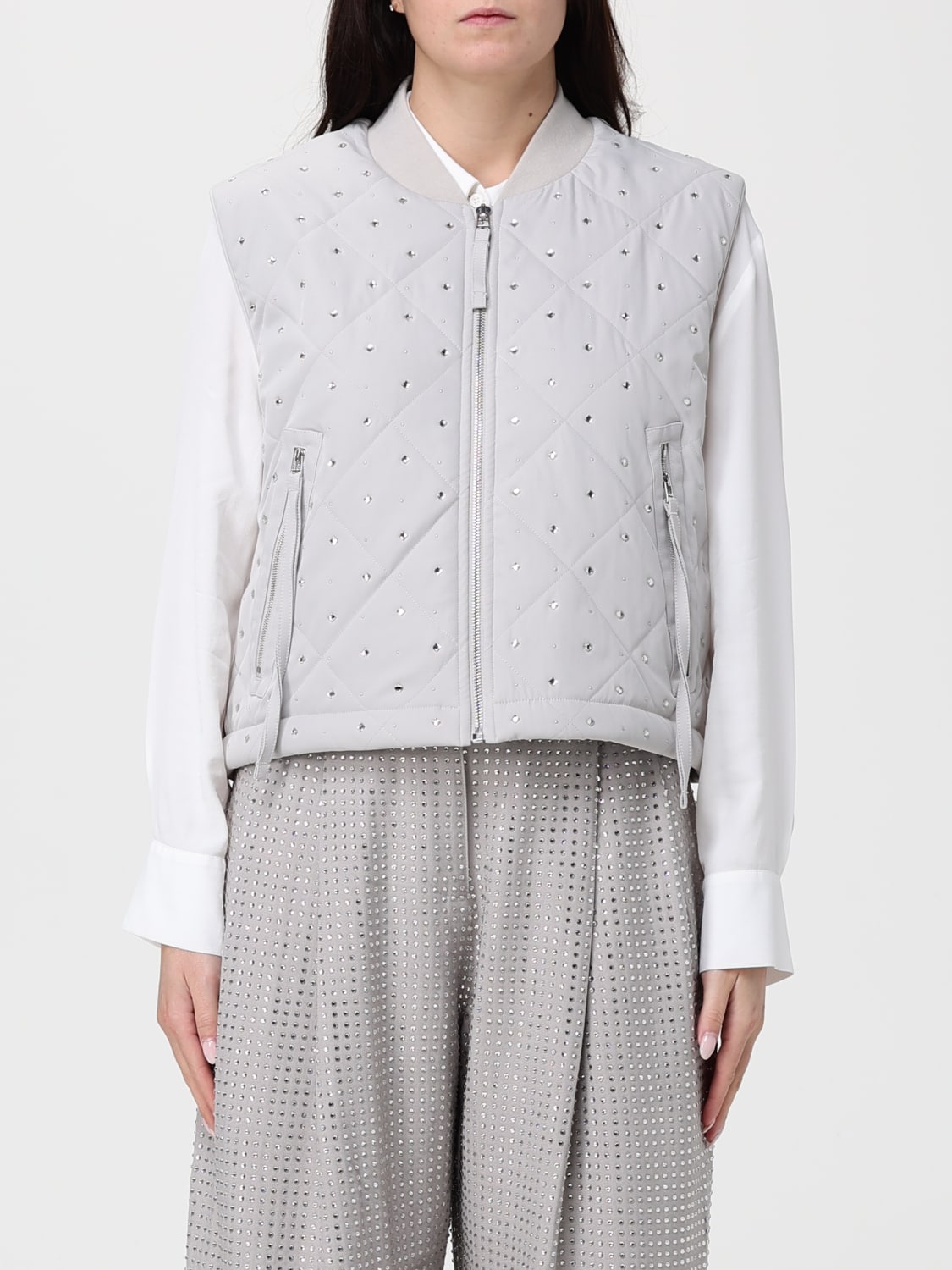 PINKO CHALECO: Chaqueta mujer Pinko, Gris - Img 1