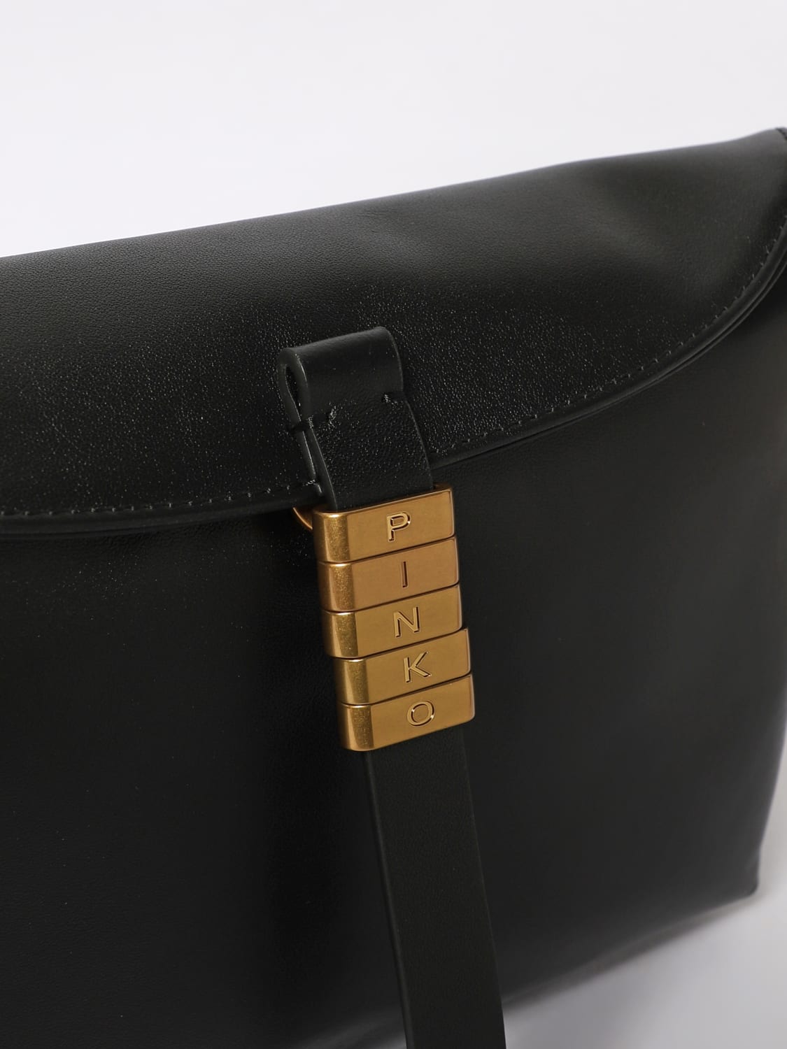 PINKO BORSA A SPALLA: Borsa a spalla piccola Saddle Bag in pelle Pinko, Nero - Img 3