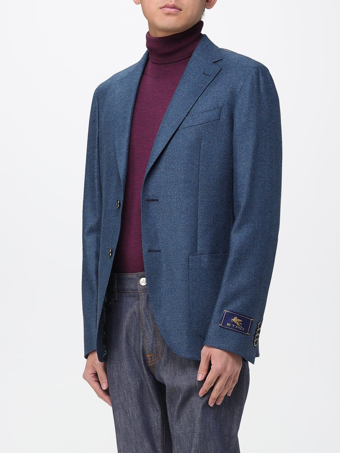 ETRO 外套: 西服外套 男士 Etro, 蓝色 - Img 4