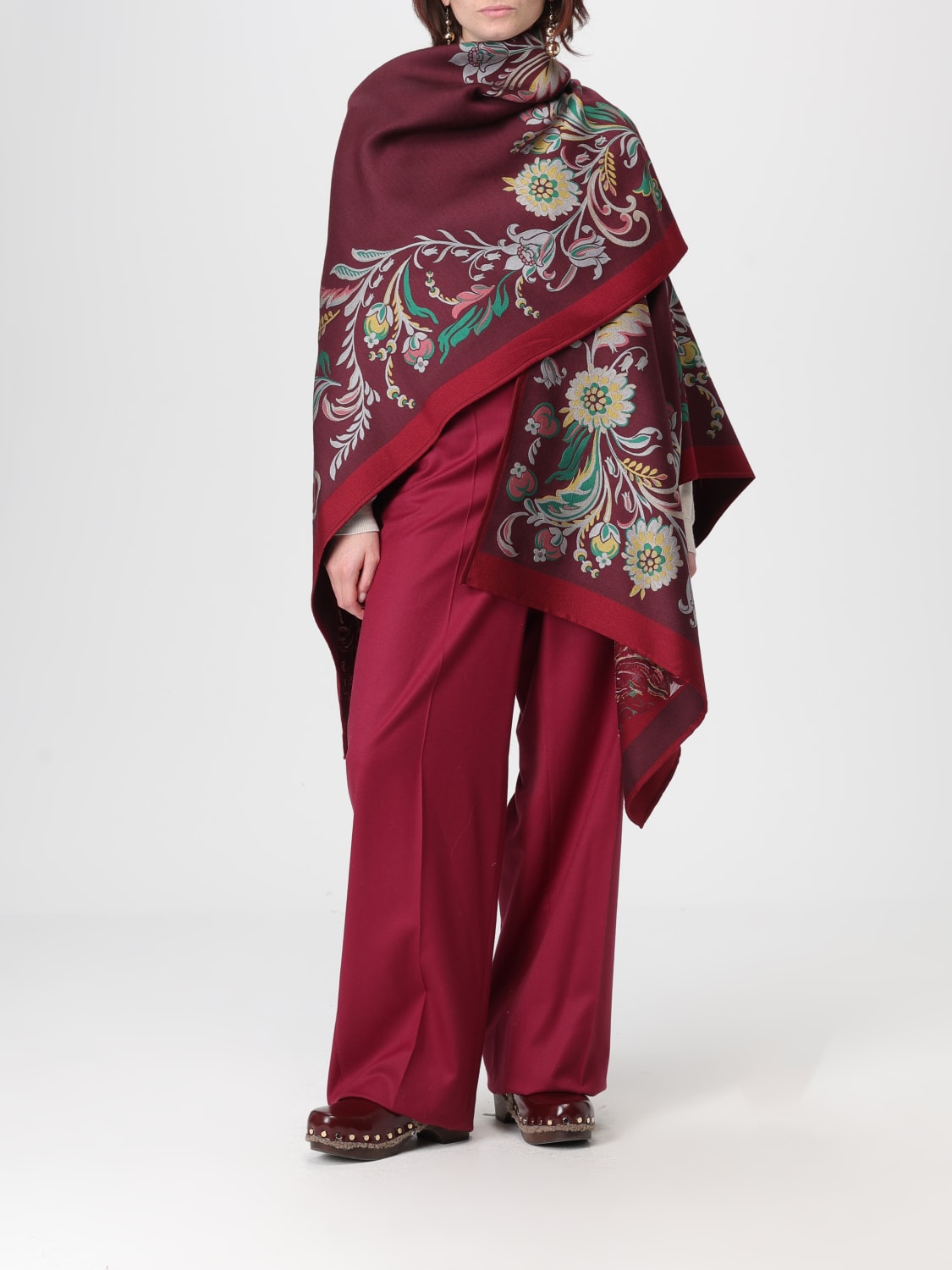 ETRO COAT: Cape woman Etro, Burgundy - Img 2