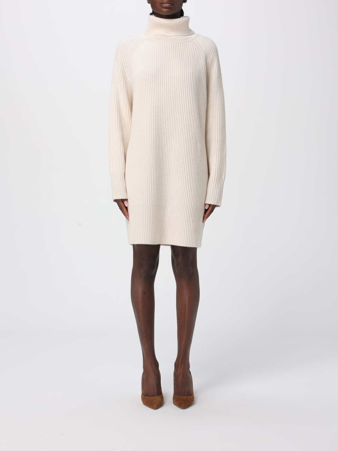 BOSS ABITO: Abito in maglia di lana a collo alto Boss, Bianco - Img 1