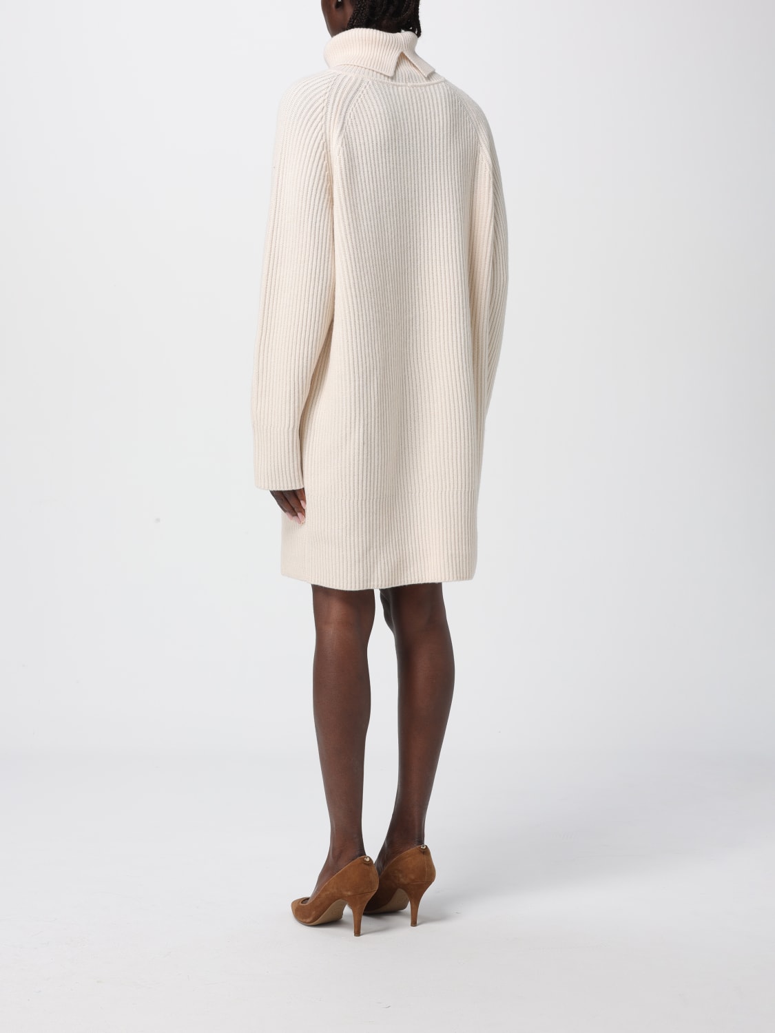 BOSS ABITO: Abito in maglia di lana a collo alto Boss, Bianco - Img 2