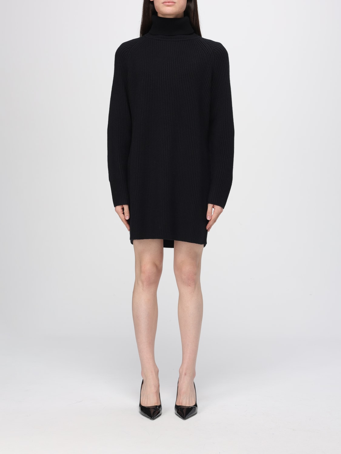 BOSS ABITO: Abito in maglia di lana a collo alto Boss, Nero - Img 1