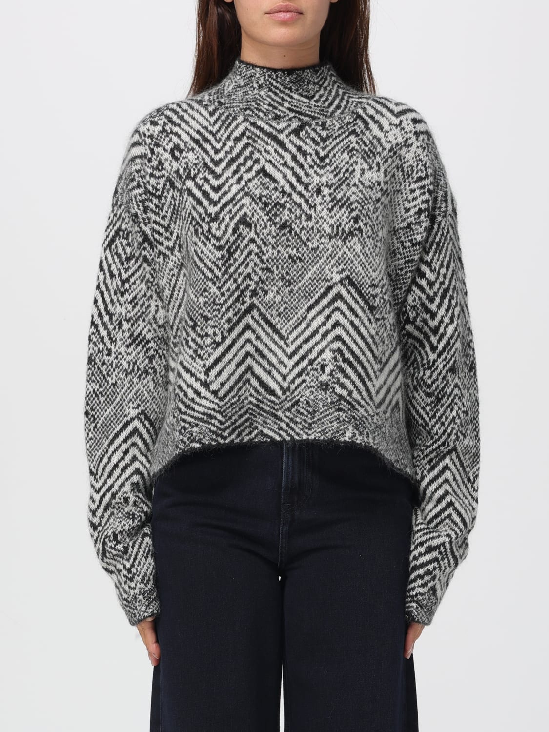 BOSS MAGLIA: Pullover in lana Flachina jacquard geometrico Boss, Bianco - Img 1
