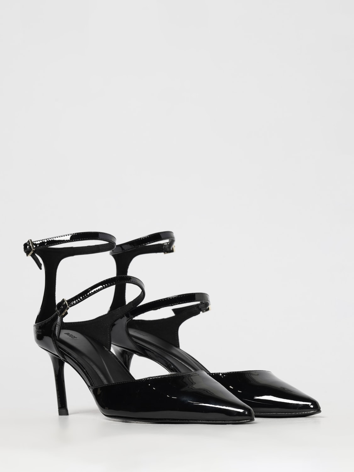 BOSS DÉCOLLETÉ: Sandali con cinturino in pelle Boss, Nero - Img 2