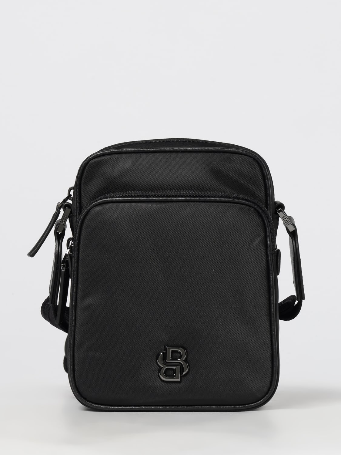 BOSS BORSA A TRACOLLA: Borsa a tracolla Boss in twill con monogramma Double B, Nero - Img 1