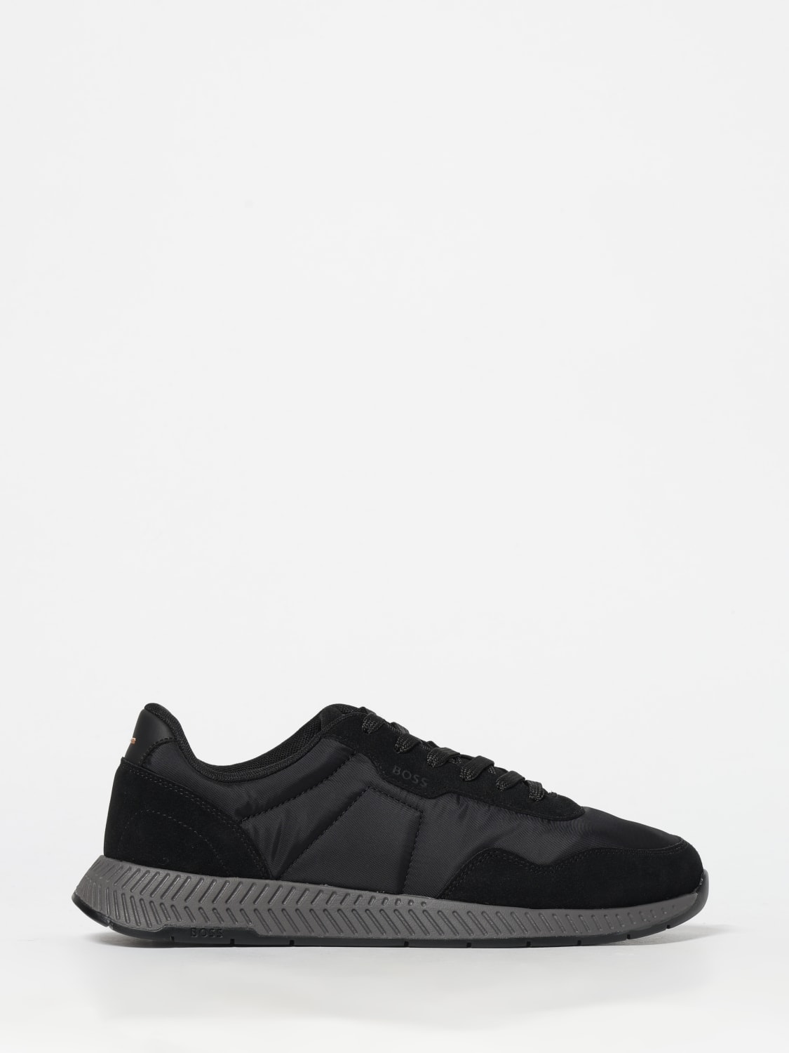 BOSS SNEAKERS: Sneakers Boss in camoscio e nylon , Nero - Img 1