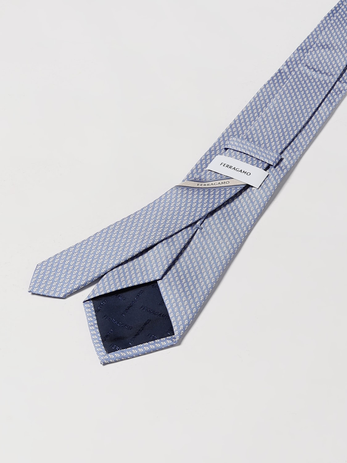 FERRAGAMO TIE: Tie men Ferragamo, Gnawed Blue - Img 2