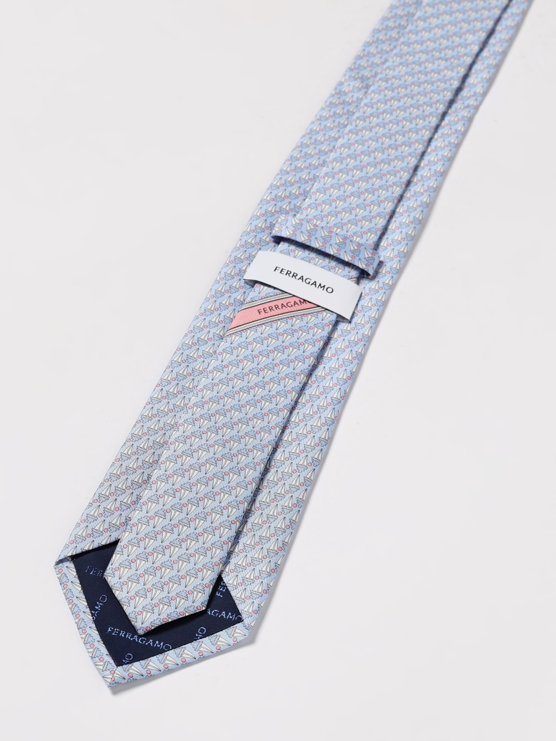 FERRAGAMO CRAVATTA: Cravatta Alba Ferragamo in seta stampata , Celeste - Img 2