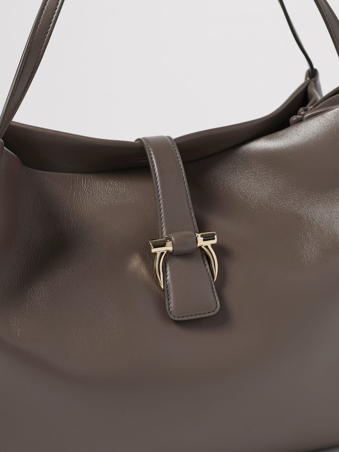 FERRAGAMO BORSA A SPALLA: Borsa Ferragamo in pelle, Fango - Img 4