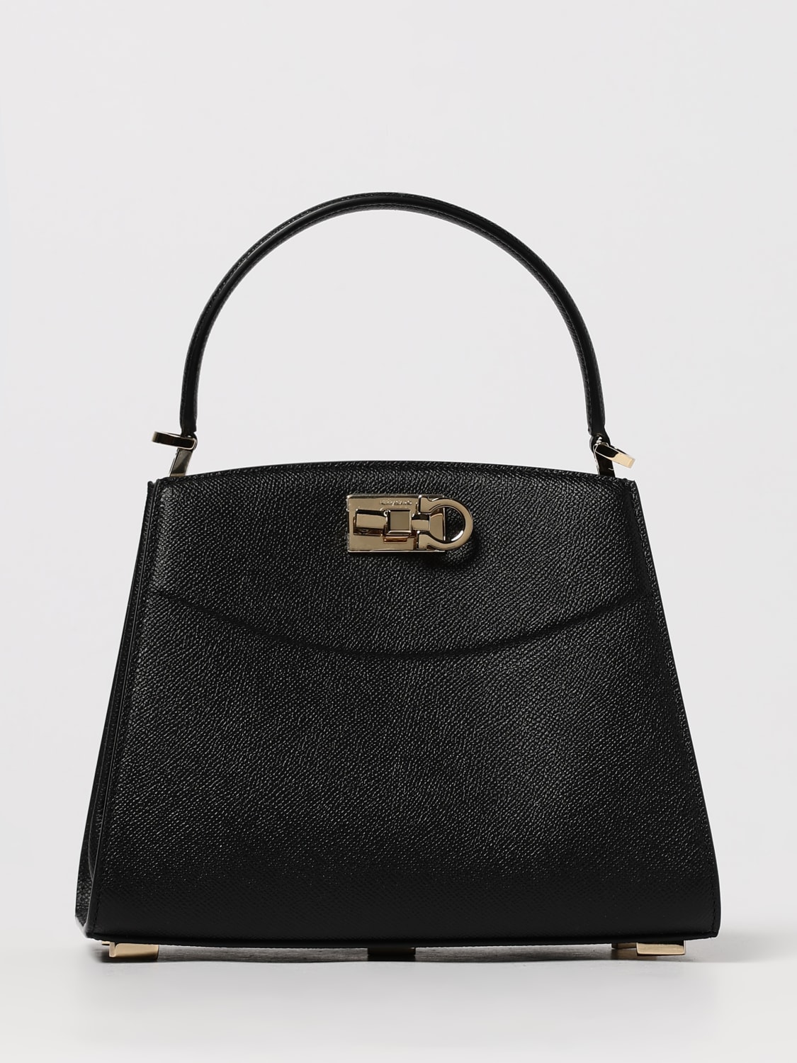 FERRAGAMO BORSA A MANO: Borsa Studio Box S Ferragamo in pelle a grana , Nero - Img 1