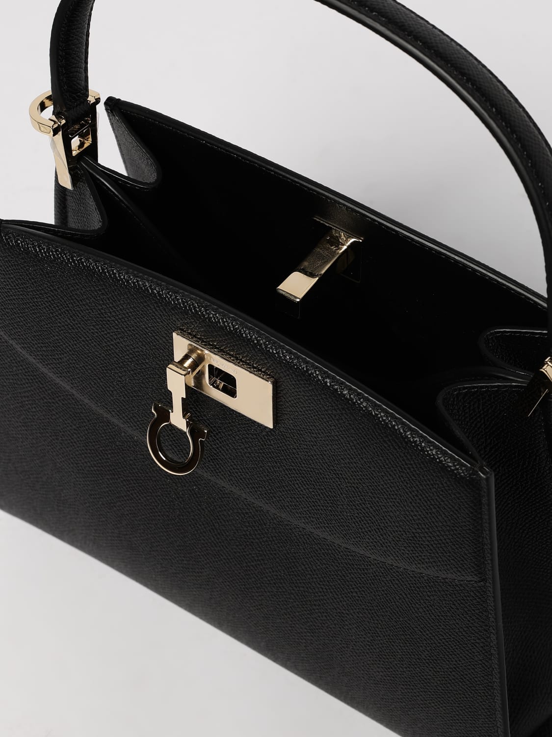 FERRAGAMO BORSA A MANO: Borsa Studio Box S Ferragamo in pelle a grana , Nero - Img 5