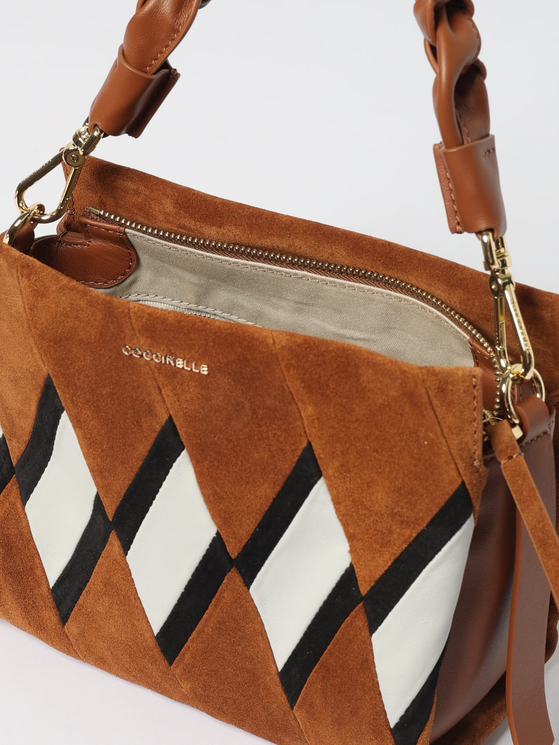 COCCINELLE BORSA MINI: Borsa Boheme New Geometric Patch Coccinelle in camoscio , Cuoio - Img 3