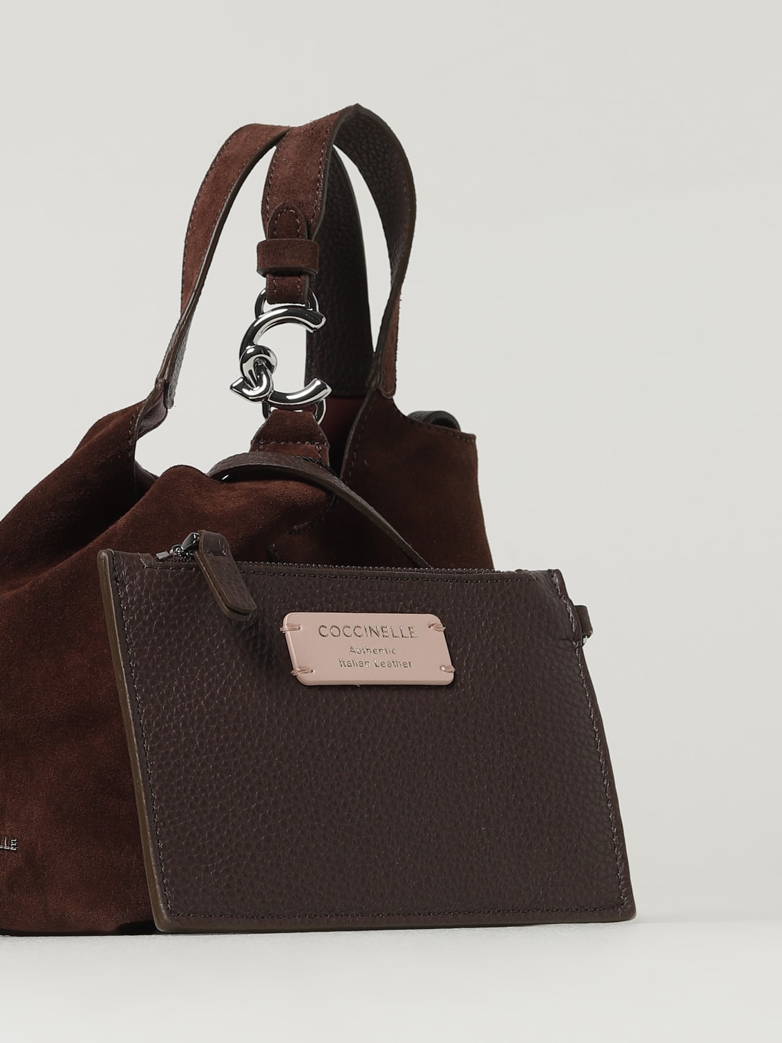 COCCINELLE BORSA MINI: Borsa C-Easy Small Coccinelle in camoscio , Marrone - Img 3