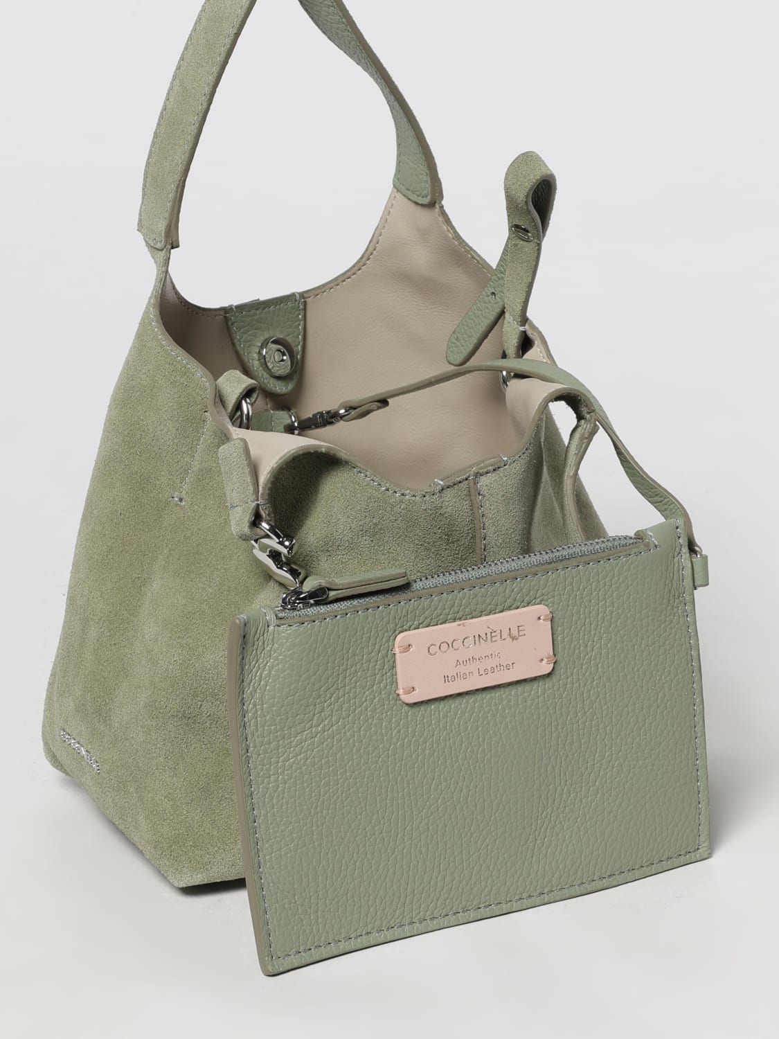 COCCINELLE BORSA MINI: Borsa C-Easy Small Coccinelle in camoscio , Menta - Img 3