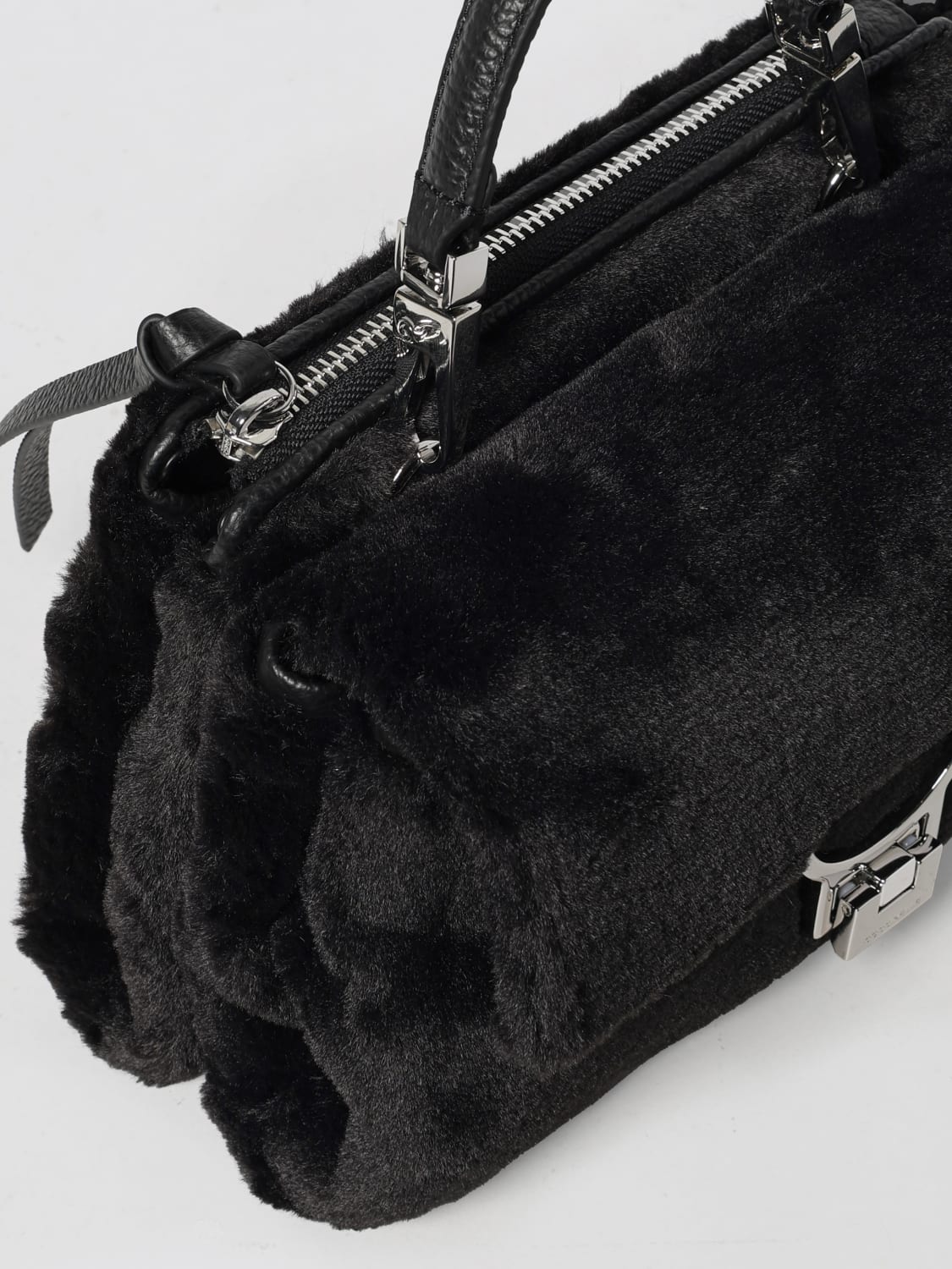 COCCINELLE BORSA MINI: Borsa Arlettis Coccinelle in pelliccia sintetica e pelle , Nero - Img 3