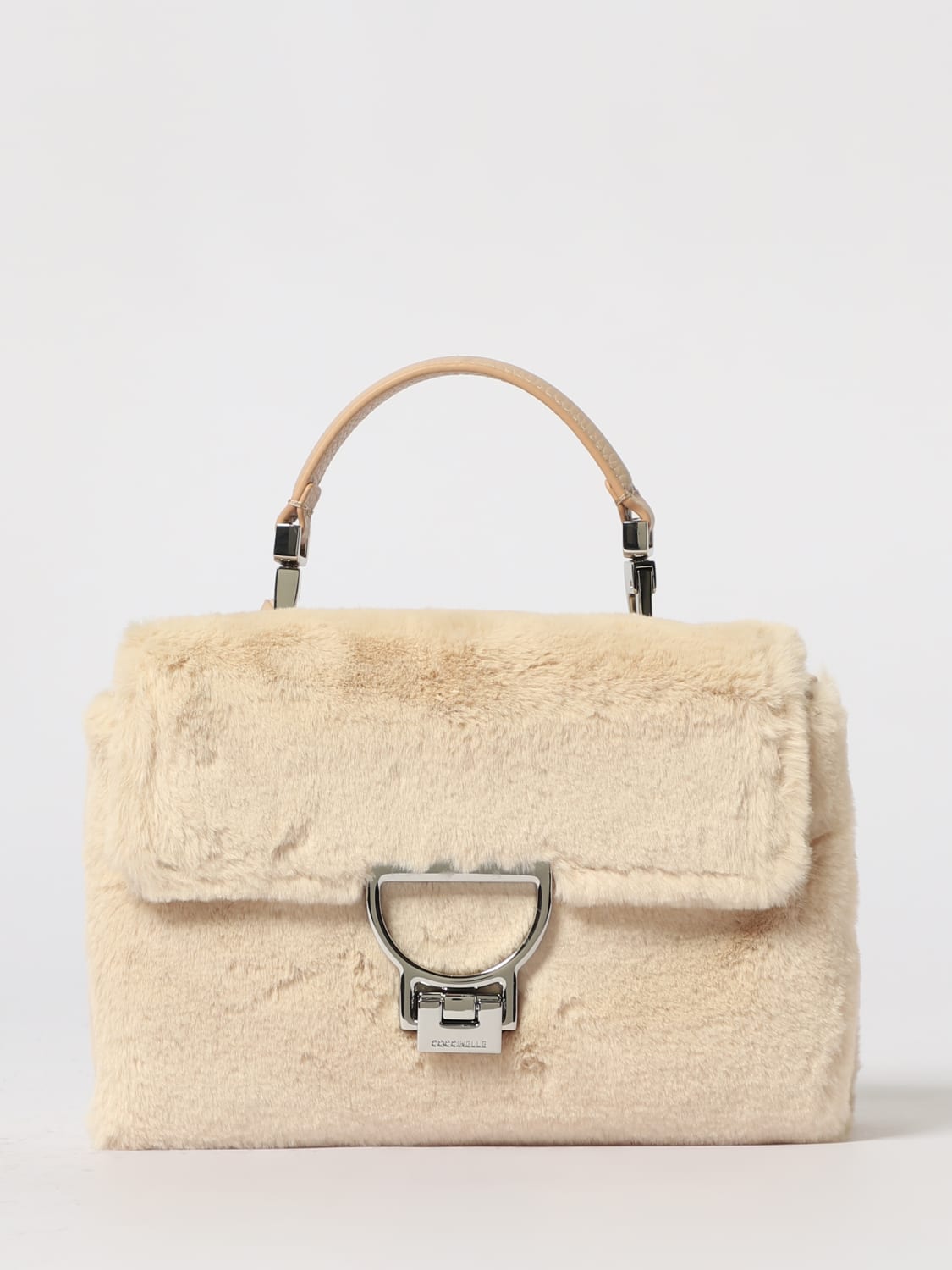 COCCINELLE BORSA MINI: Borsa Arlettis Coccinelle in pelliccia sintetica e pelle , Naturale - Img 1