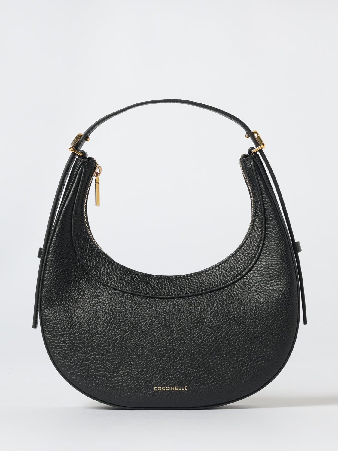 COCCINELLE BORSA MINI: Borsa Whisper Hobo Coccinelle in pelle a grana , Nero - Img 1