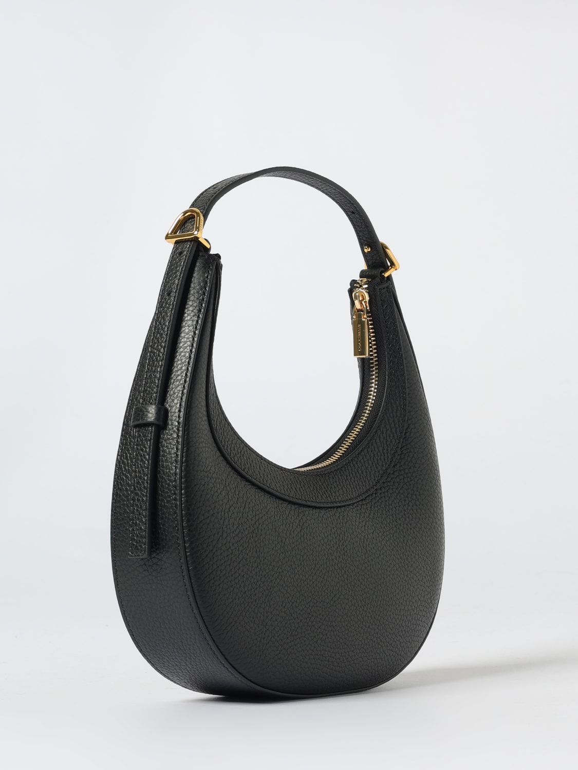 COCCINELLE BORSA MINI: Borsa Whisper Hobo Coccinelle in pelle a grana , Nero - Img 2