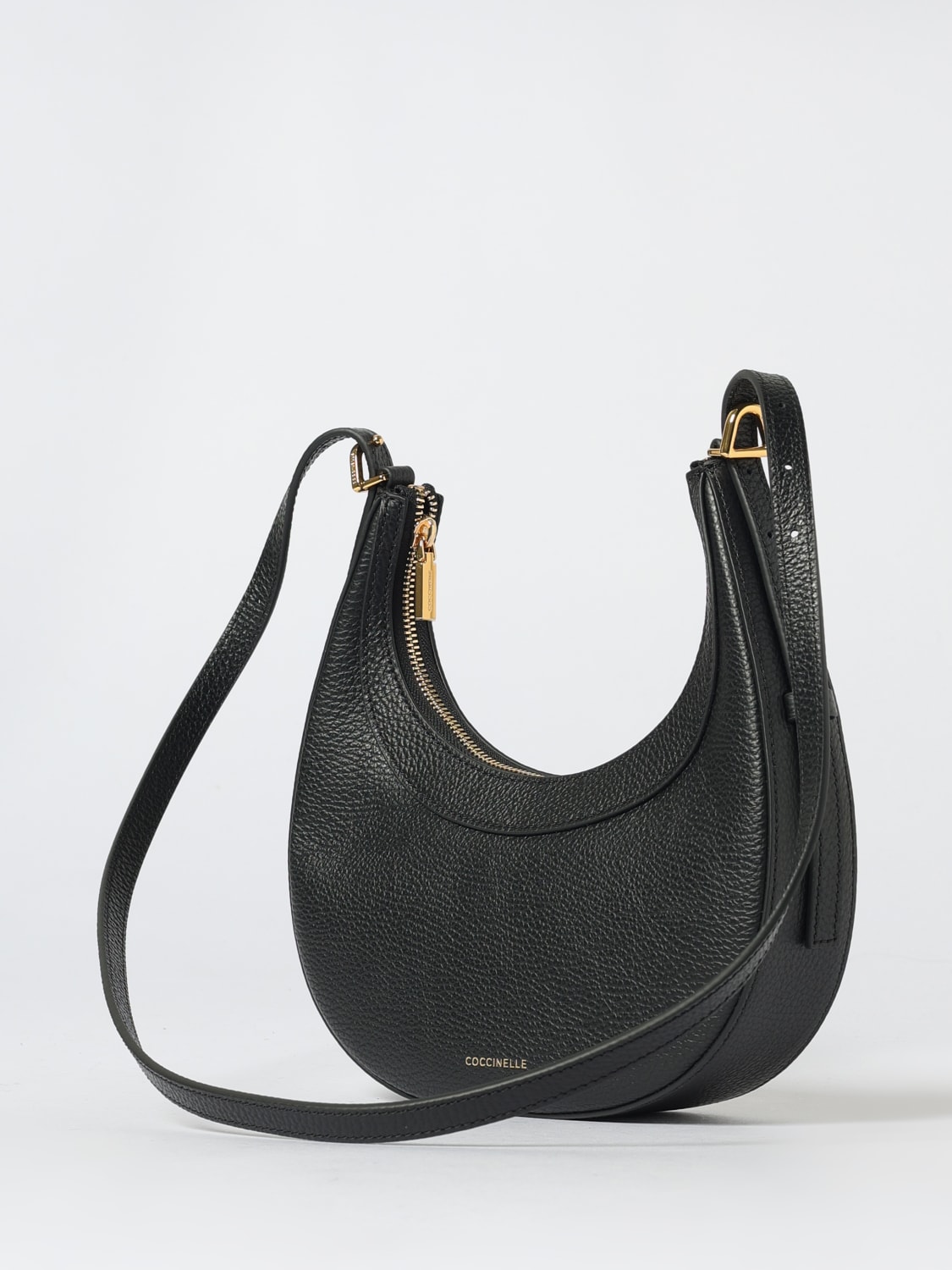 COCCINELLE BORSA MINI: Borsa Whisper Hobo Coccinelle in pelle a grana , Nero - Img 3