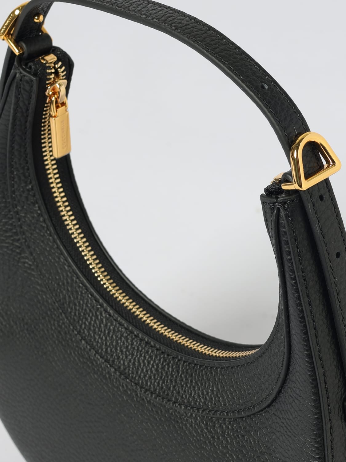 COCCINELLE BORSA MINI: Borsa Whisper Hobo Coccinelle in pelle a grana , Nero - Img 4