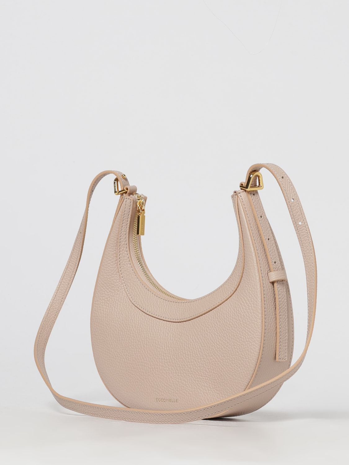 COCCINELLE BORSA MINI: Borsa Whisper Hobo Coccinelle in pelle a grana , Cipria - Img 3