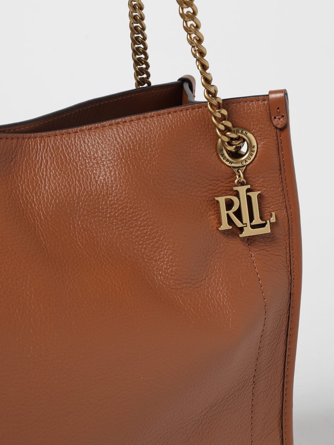 LAUREN RALPH LAUREN BORSA A SPALLA: Borsa Bradley Shopper Lauren Ralph Lauren in pelle , Cuoio - Img 3