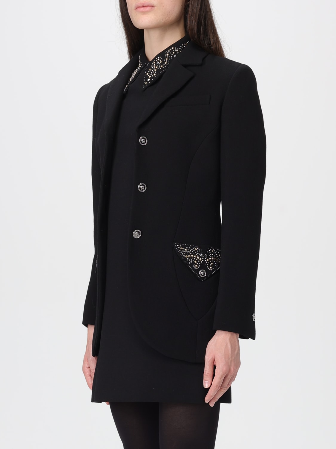 VERSACE VESTE: Blazer femme Versace, Noir - Img 4