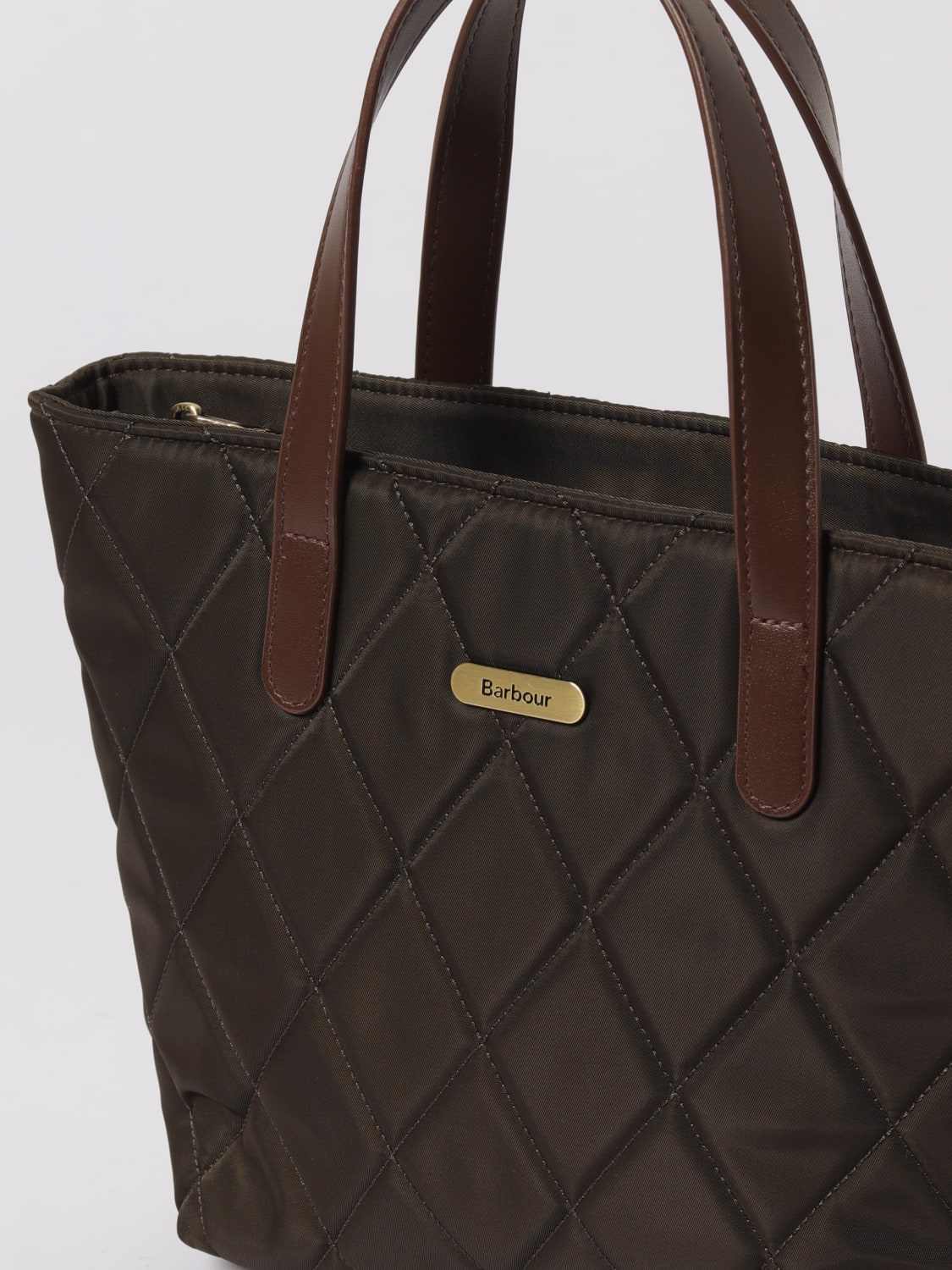 BARBOUR BORSA MINI: Borsa Barbour in nylon trapuntato , Oliva - Img 3