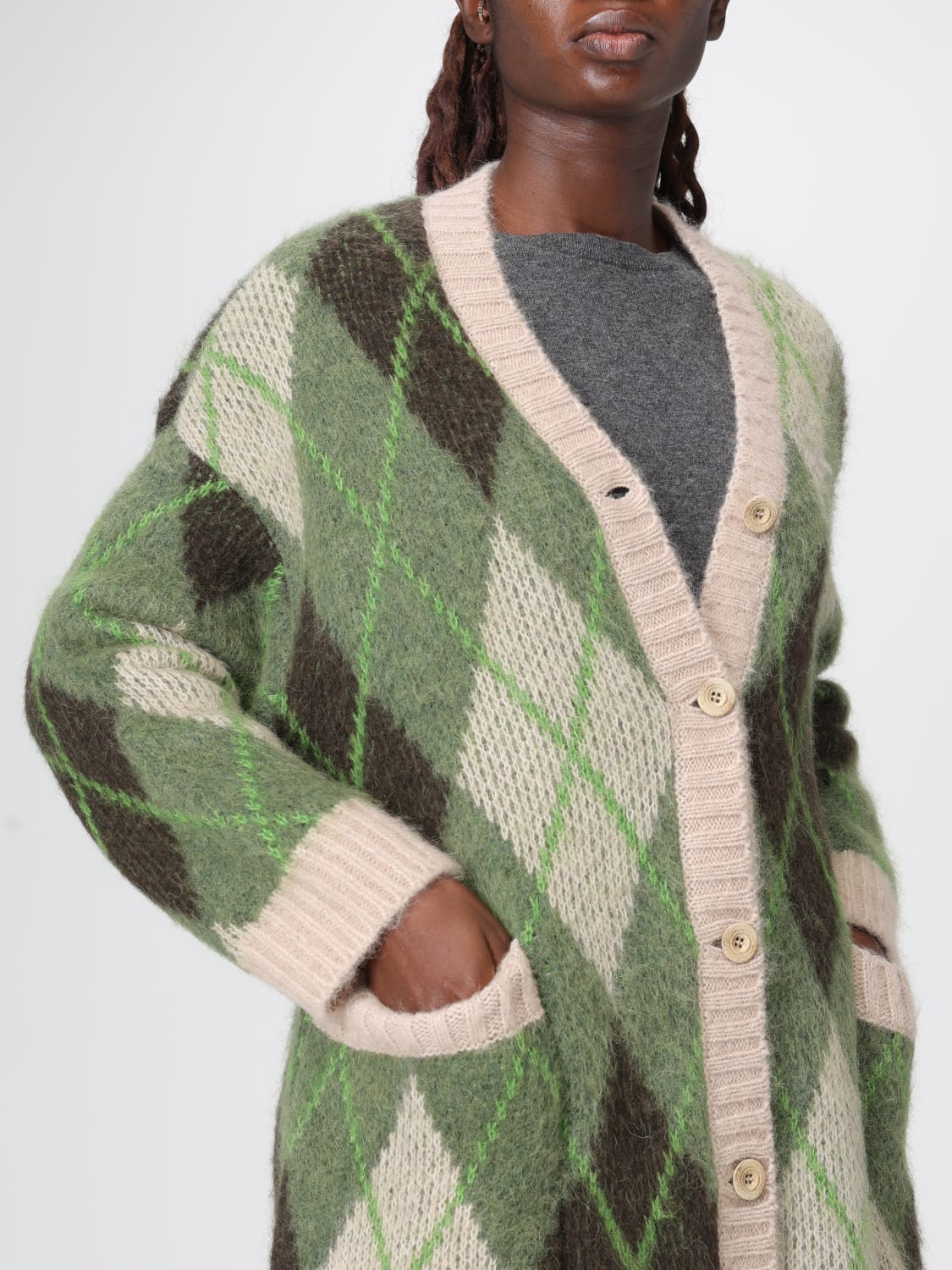 EMPORIO ARMANI MAGLIA: Cardigan a rombi in Alpaca Emporio Armani, Fantasia - Img 4