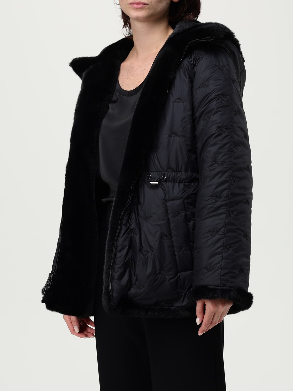 EMPORIO ARMANI ABRIGO DE PIEL: Chaqueta mujer Emporio Armani, Negro - Img 3