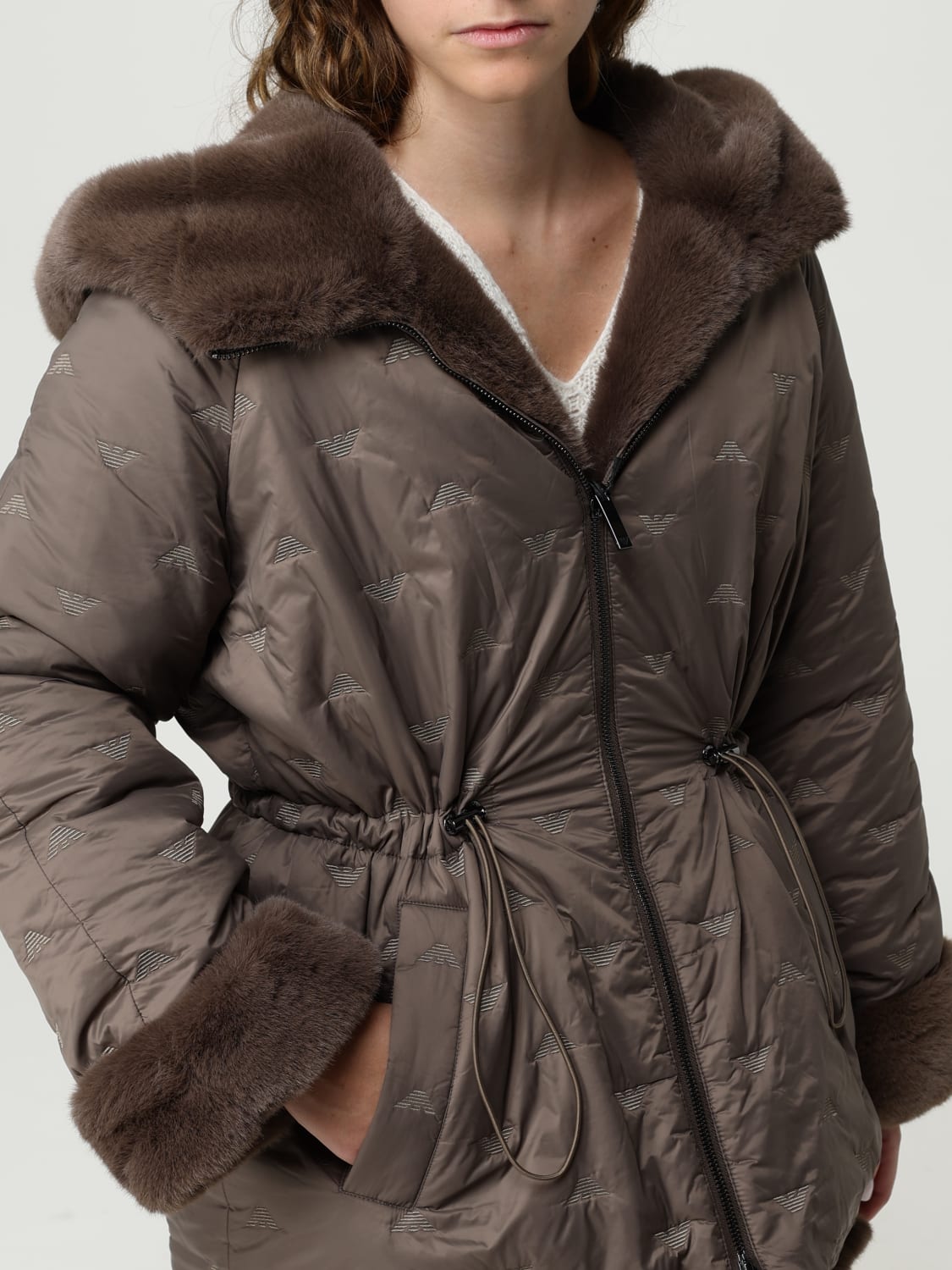 EMPORIO ARMANI ABRIGO DE PIEL: Chaqueta mujer Emporio Armani, Tórtola - Img 4