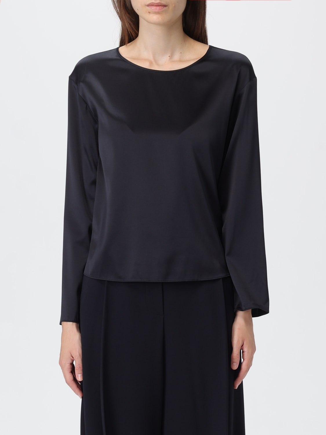 EMPORIO ARMANI TOP: Top di Seta Emporio Armani, Blue Navy - Img 1