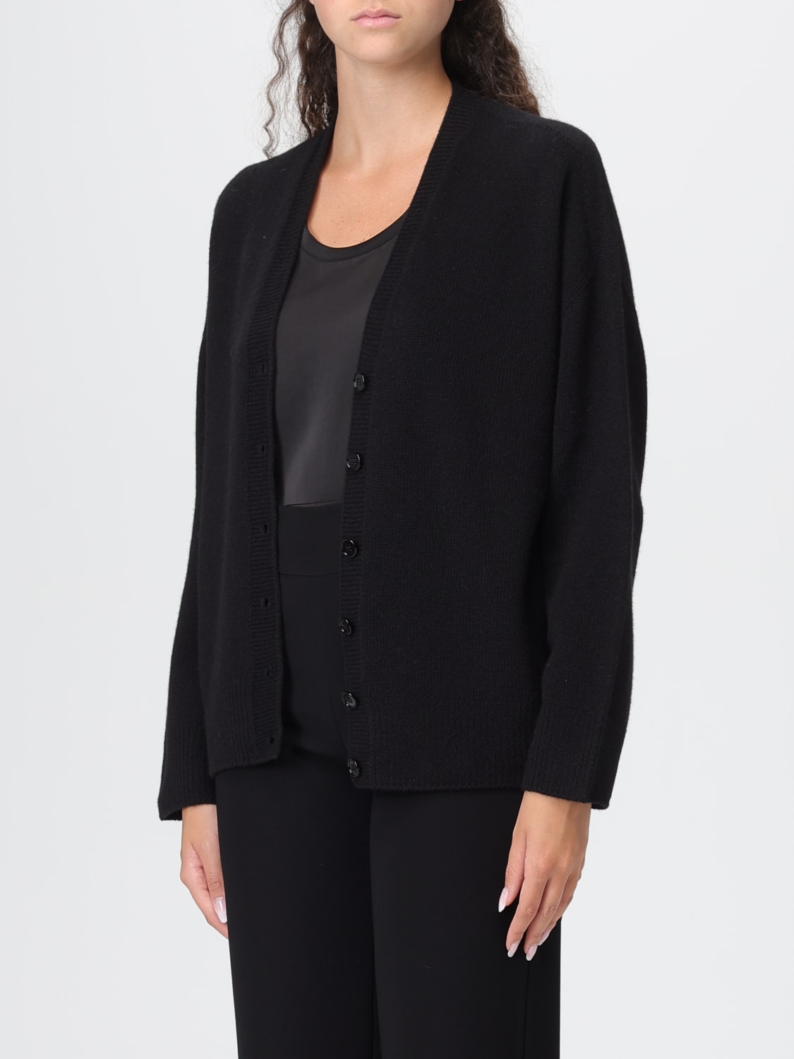 EMPORIO ARMANI MAGLIA: Cardigan in cashmere Emporio Armani, Nero - Img 3