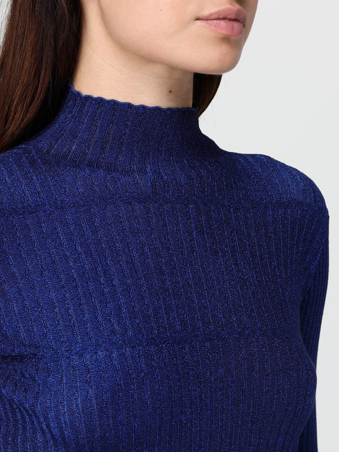 EMPORIO ARMANI MAGLIA: Maglia a lupetto in misto viscosa lurex Emporio Armani, Royal - Img 3