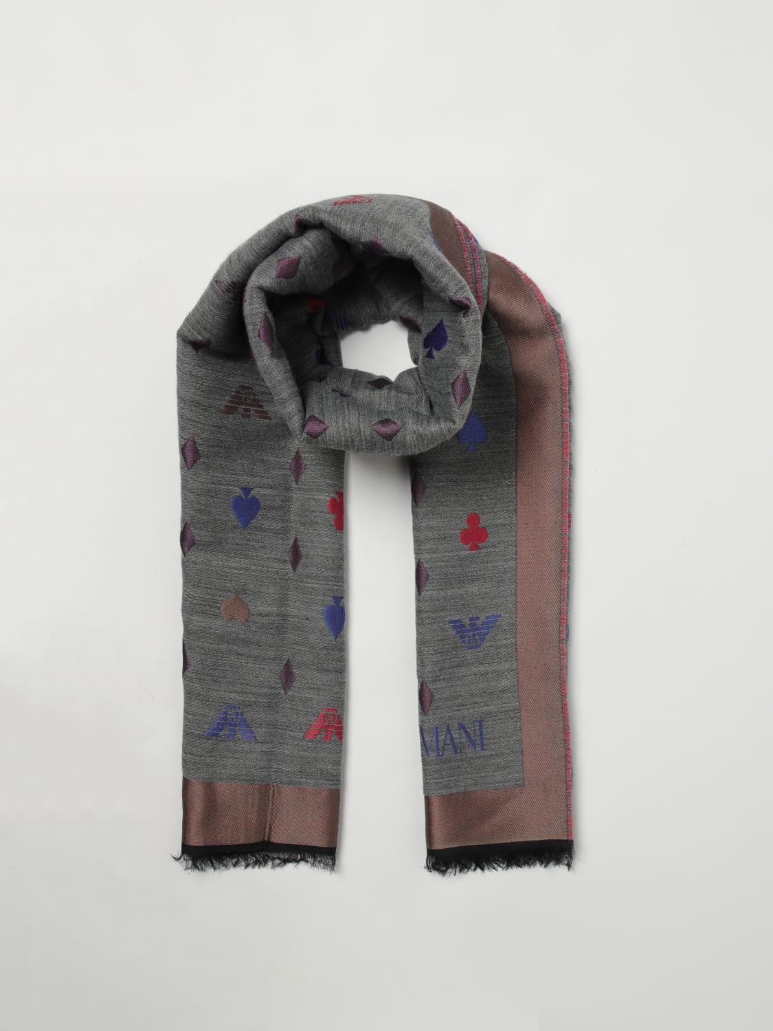 EMPORIO ARMANI SCIARPA: Sciarpa Emporio Armani in misto viscosa jacquard , Grigio - Img 2