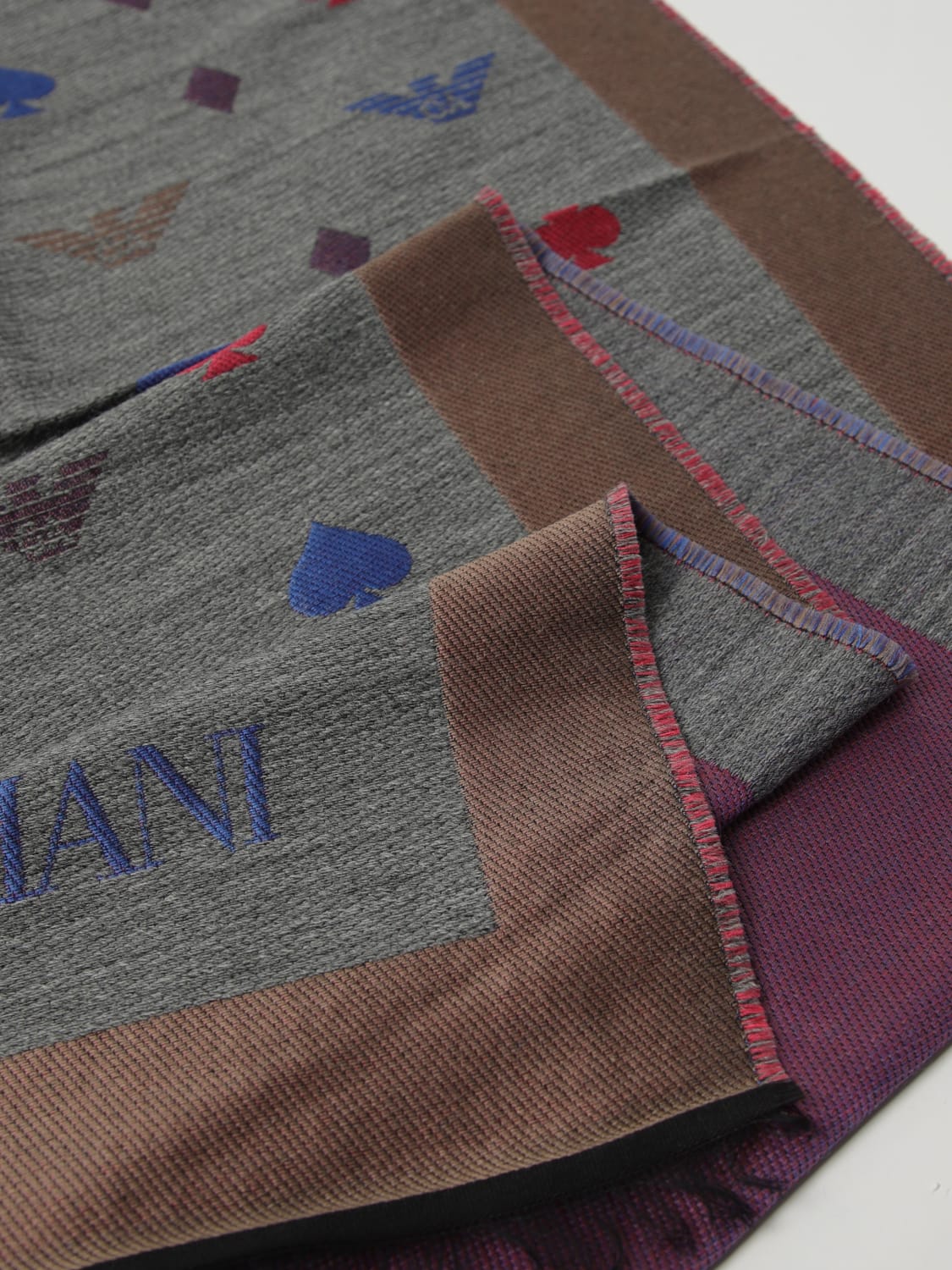 EMPORIO ARMANI SCIARPA: Sciarpa Emporio Armani in misto viscosa jacquard , Grigio - Img 3